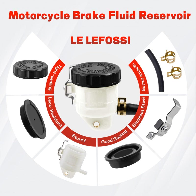 LE LEFOSSI Universal Motorcycle Front Brake Master Cylinder Brake Pump Tank Oil Cup Fluid Bottle Reservoir Aftermarket Part compatible with/for Kawasaki NINJA636/1000 ZX-6R ZX6R ZX-10R ZX10R ZX-14R Z1000SX - Image 2